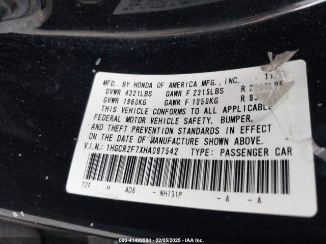 1HGCR2F7XHA097542 Honda ACCORD EX