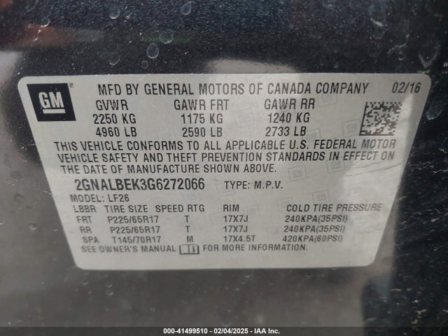 2GNALBEK3G6272066 Chevrolet EQUINOX LS
