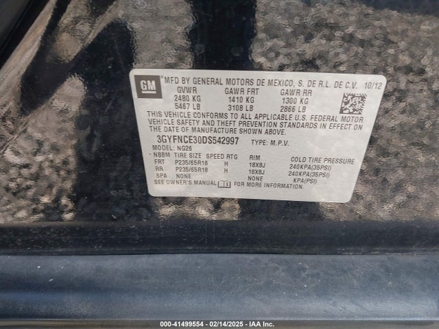 2013 CADILLAC SRX 3GYFNCE30DS542997 Photo 8