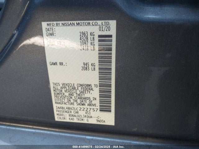 1N4BL4BV2LC222757 Nissan Altima S Fwd