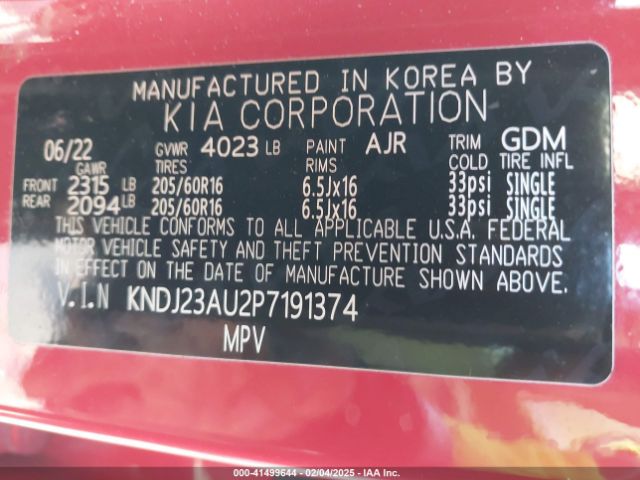 KNDJ23AU2P7191374 KIA SOUL LX