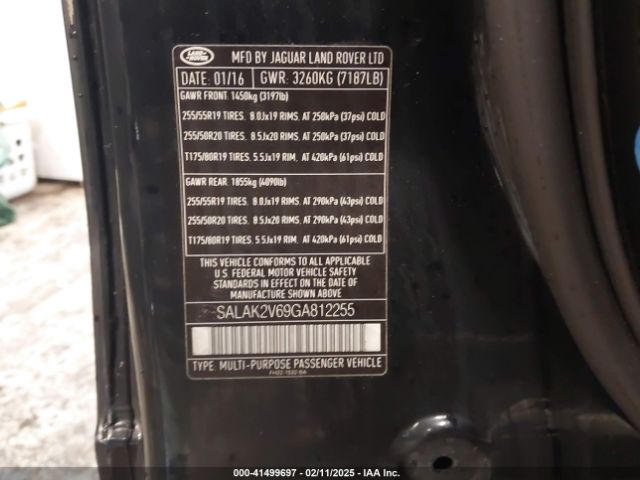 SALAK2V69GA812255 Land Rover LR4