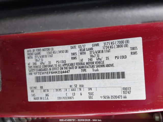 Ford F-150 Xlt 2017 1FTEW1EF6HKD24447 Image 9