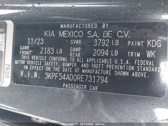 3KPF54AD0RE731794 KIA mpi nu