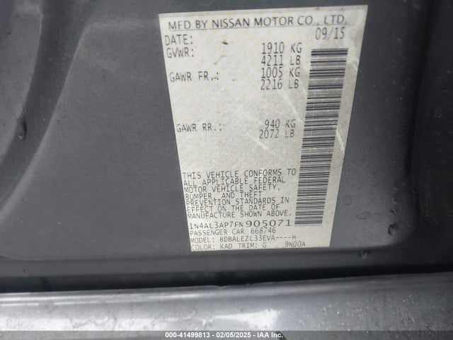 1N4AL3AP7FN905071 Nissan Altima 2.5 S
