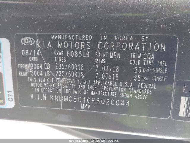 KNDMC5C10F6020944 KIA SEDONA EX