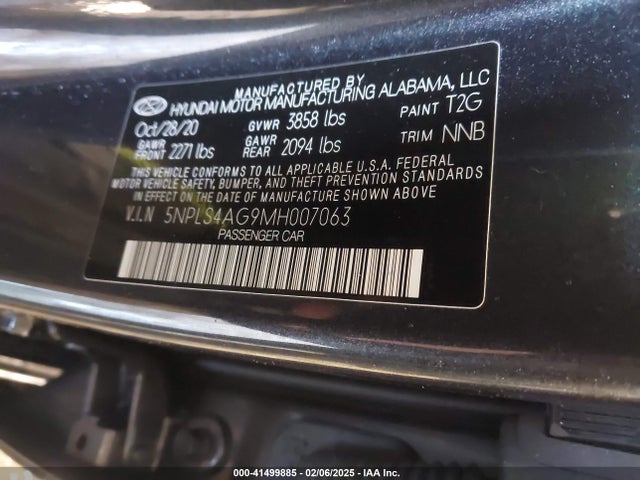 5NPLS4AG9MH007063 Hyundai ELANTRA SEL