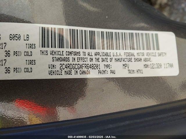 Dodge Grand Caravan Sxt 2015 2C4RDGCGXFR648201 Image 9