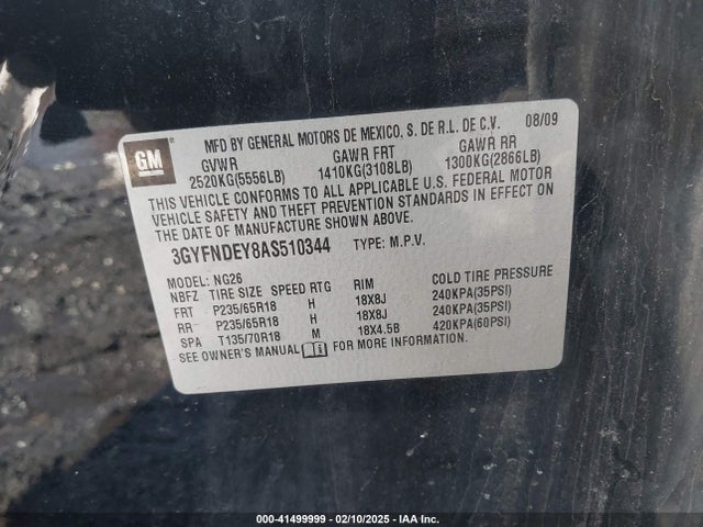 2010 CADILLAC SRX 3GYFNDEY8AS510344 Photo 8