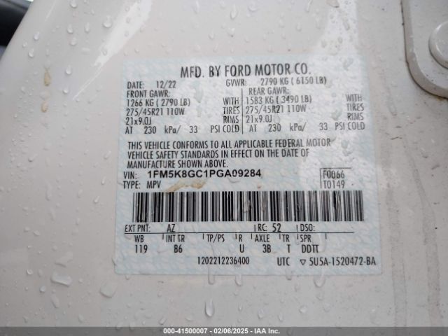 1FM5K8GC1PGA09284 Ford Explorer St