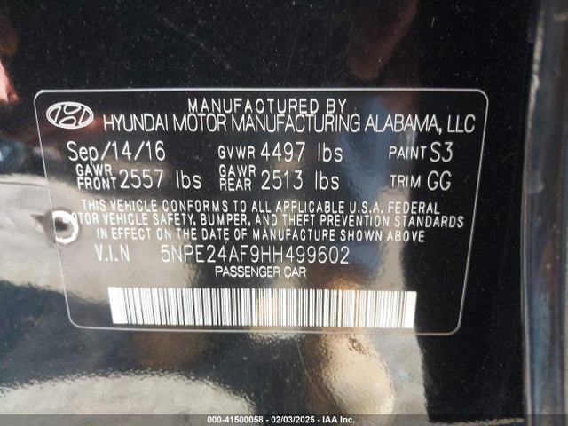 Hyundai SONATA SE 2017 5NPE24AF9HH499602 Image 9