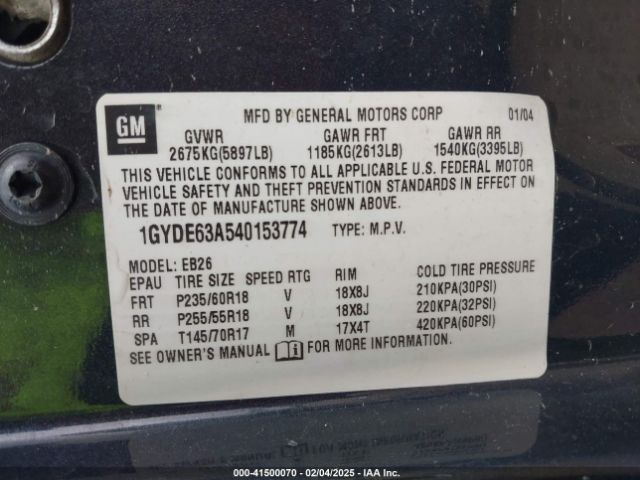 2004 CADILLAC SRX 1GYDE63A540153774 Photo 8