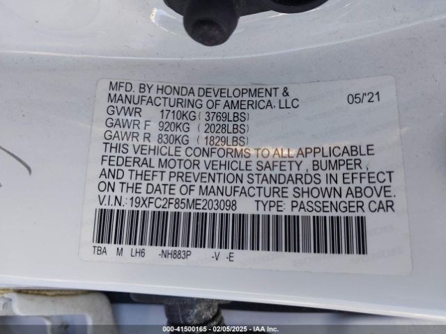 19XFC2F85ME203098 Honda Civic Sport