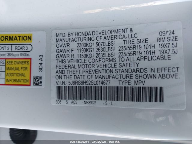 5J6RS6H92SL014677 Honda Cr-v Hybrid Sport Touring