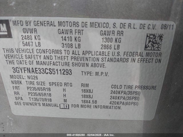 2012 CADILLAC SRX 3GYFNAE33CS511293 Photo 8