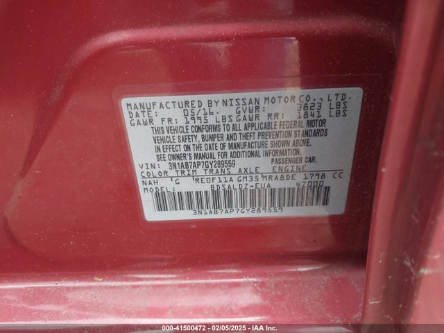 Nissan SENTRA SV 2016 3N1AB7AP7GY289559 Image 9