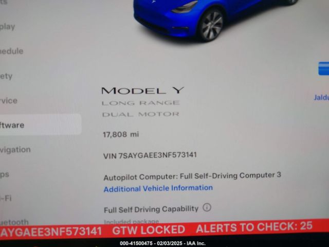 7SAYGAEE3NF573141 Tesla Model Y Long Range Dual Motor All-wheel Drive