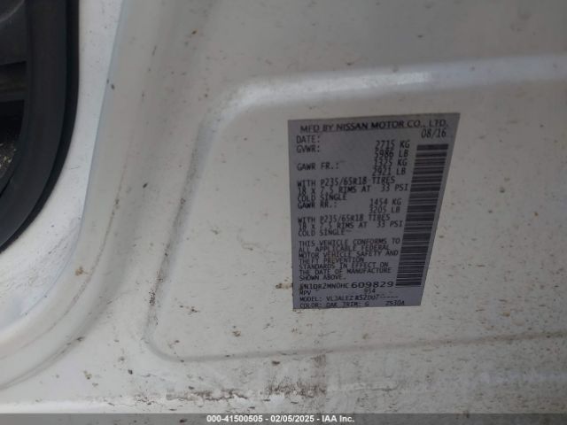 5N1DR2MN0HC609829 Nissan Pathfinder Platinum/s/sl/sv