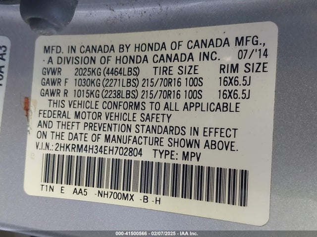 Honda CR-V LX 2014 2HKRM4H34EH702804 Image 9