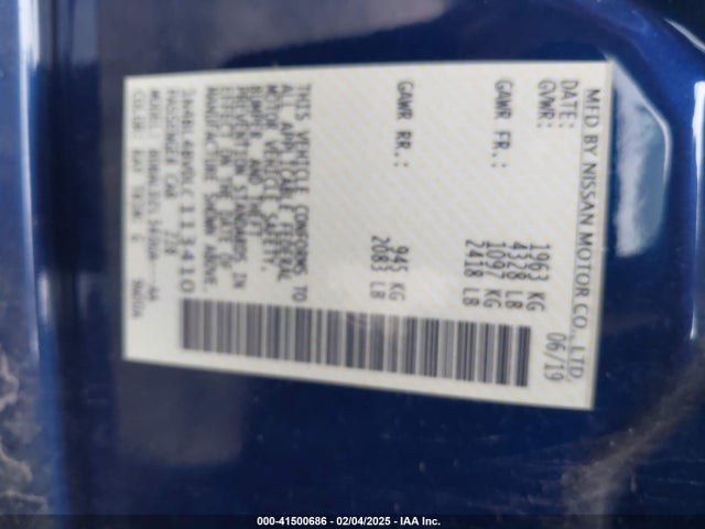 1N4BL4BV0LC113410 Nissan Altima S Fwd