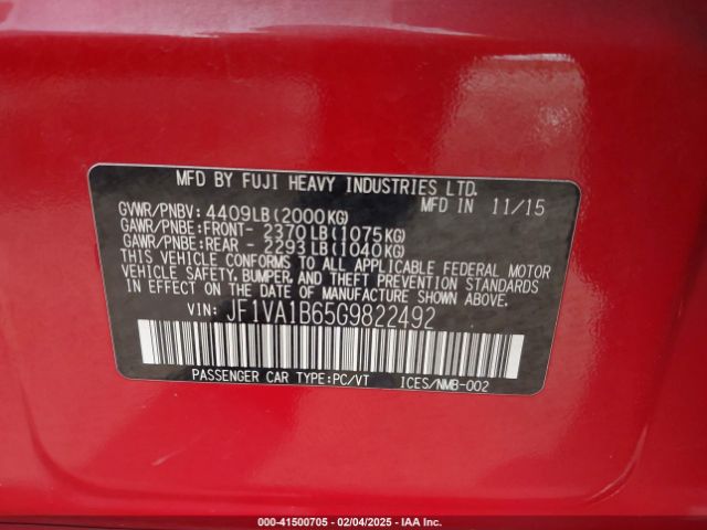 JF1VA1B65G9822492 Subaru WRX