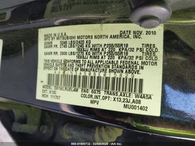 2011 MITSUBISHI ENDEAVOR 4A4JN3AS0BE015829 Photo 8