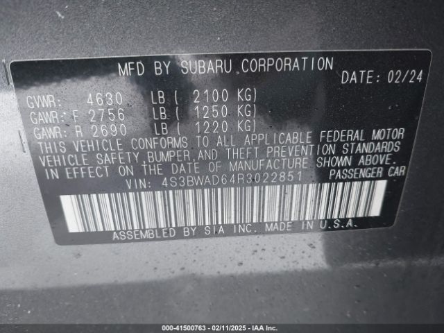 4S3BWAD64R3022851 Subaru Legacy Premium