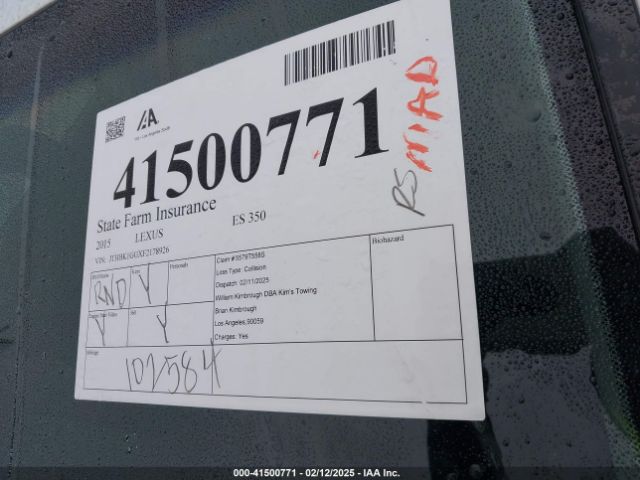 JTHBK1GGXF2178926 Lexus ES 350