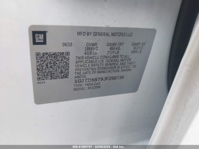 Chevrolet MALIBU LT 2018 1G1ZD5ST9JF258735 Image 9