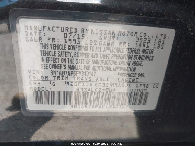 Nissan SENTRA S 2015 3N1AB7AP5FY310147 Image 9