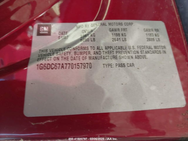 2007 CADILLAC STS 1G6DC67A770157970 Photo 8