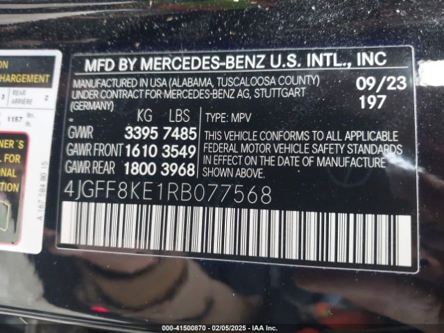 4JGFF8KE1RB077568 Mercedes-Benz Amg Gls 63 4matic