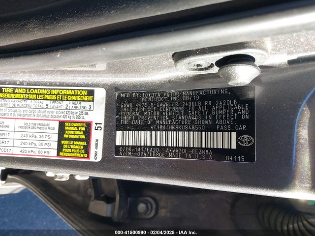 4T1B11HK9KU848550 Toyota CAMRY LE