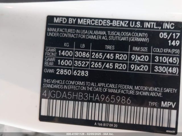 4JGDA5HB3HA965986 Mercedes-Benz Gle 350 4matic