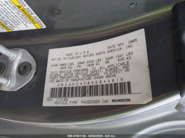 2006 MITSUBISHI ECLIPSE 4A3AK24F06E044016 Photo 8