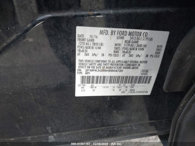 2FMPK3G99HBB04720 Ford EDGE SE