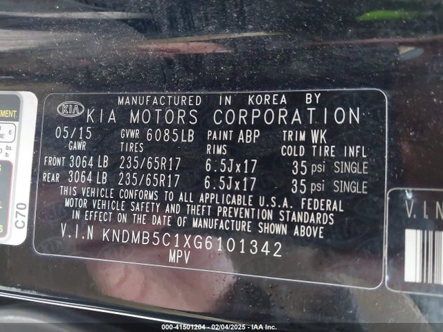 KIA SEDONA LX 2016 KNDMB5C1XG6101342 Image 9
