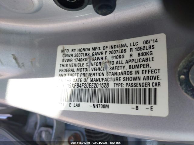 19XFB4F20EE201528 Honda CIVIC HYBRID