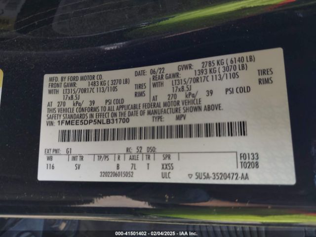 1FMEE5DP5NLB31700 Ford Bronco Black Diamond