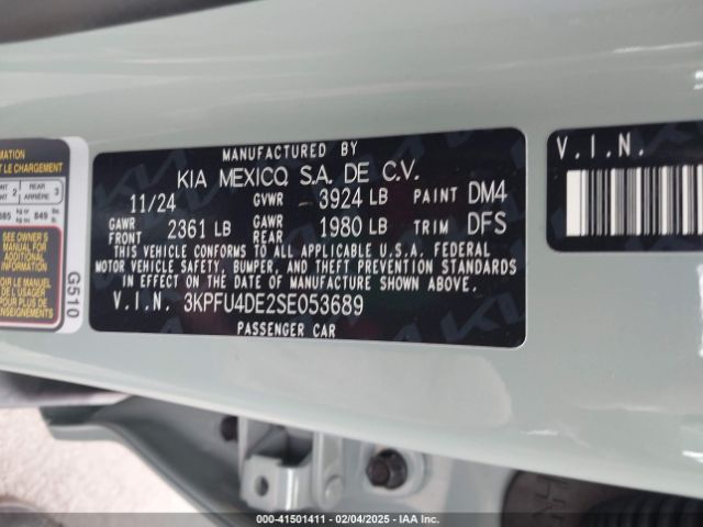 3KPFU4DE2SE053689 KIA K4 Ex