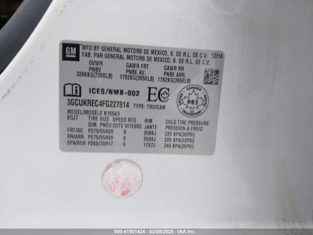 3GCUKREC4FG227814 Chevrolet Silverado 1500 1lt/2lt