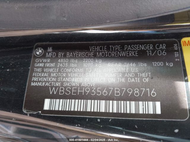 2007 BMW M6 WBSEH93567B798716 Photo 8