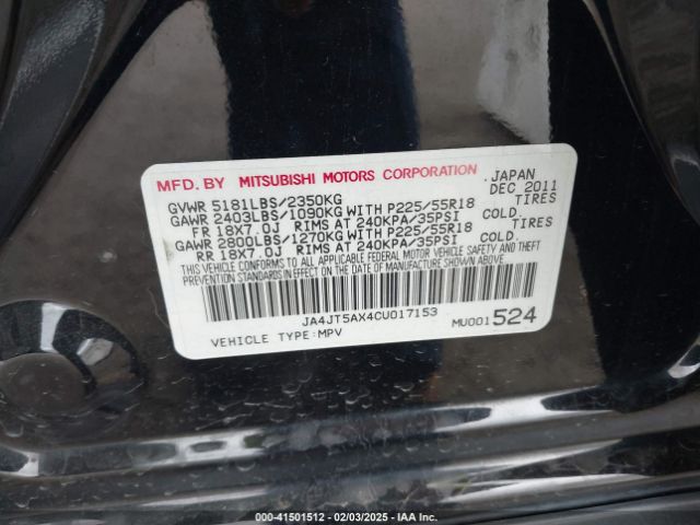 2012 MITSUBISHI OUTLANDER JA4JT5AX4CU017153 Photo 8