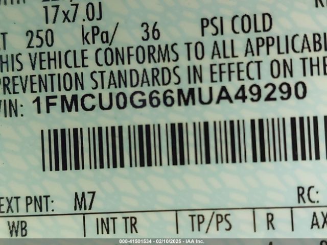 1FMCU0G66MUA49290 Ford ESCAPE SE