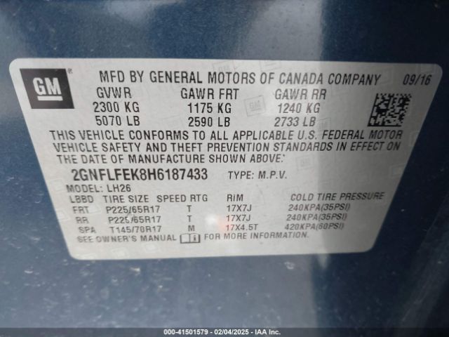 2GNFLFEK8H6187433 Chevrolet EQUINOX LT