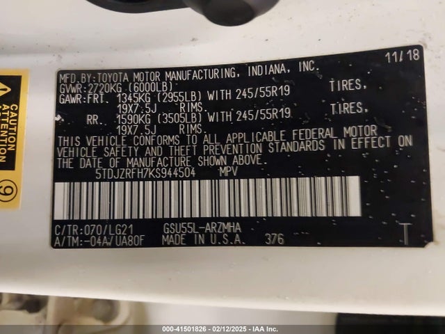 5TDJZRFH7KS944504 Toyota Highlander Se/xle