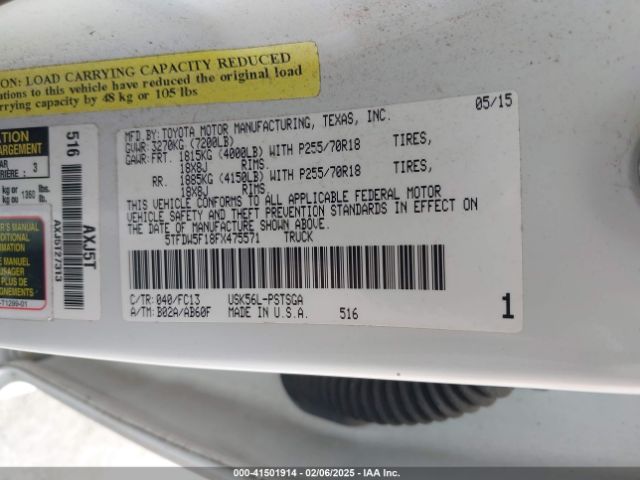5TFDW5F18FX475571 Toyota Tundra Sr5 5.7l V8