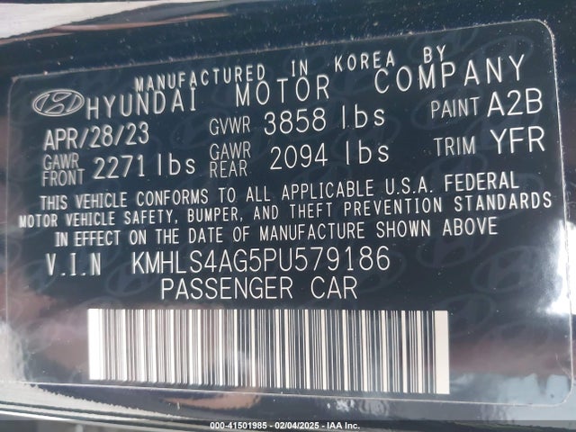 KMHLS4AG5PU579186 Hyundai ELANTRA SEL