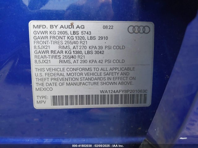 2023 AUDI SQ5 SPORTBACK WA124AFY8P2010638 Photo 8