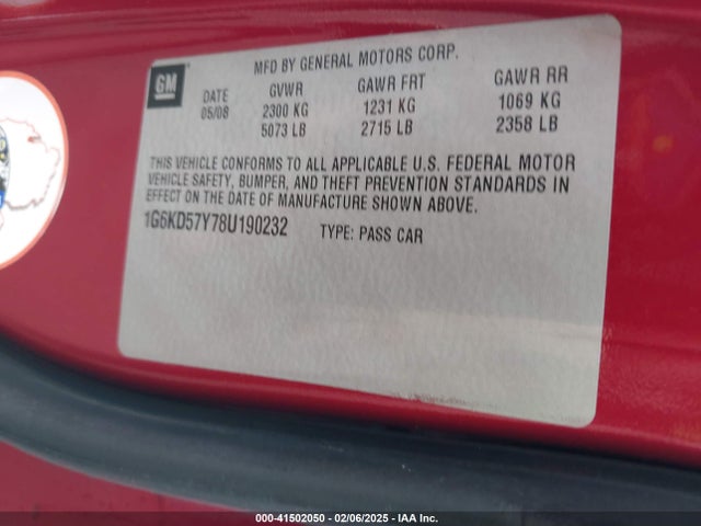 2008 CADILLAC DTS 1G6KD57Y78U190232 Photo 8